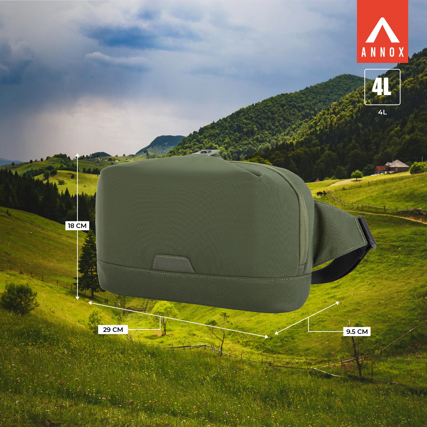 Annox Ecosmart Sling Bag – Sac résistant à l’eau en matériau recyclé pour Trottinettes, skateboard et patins à roulettes