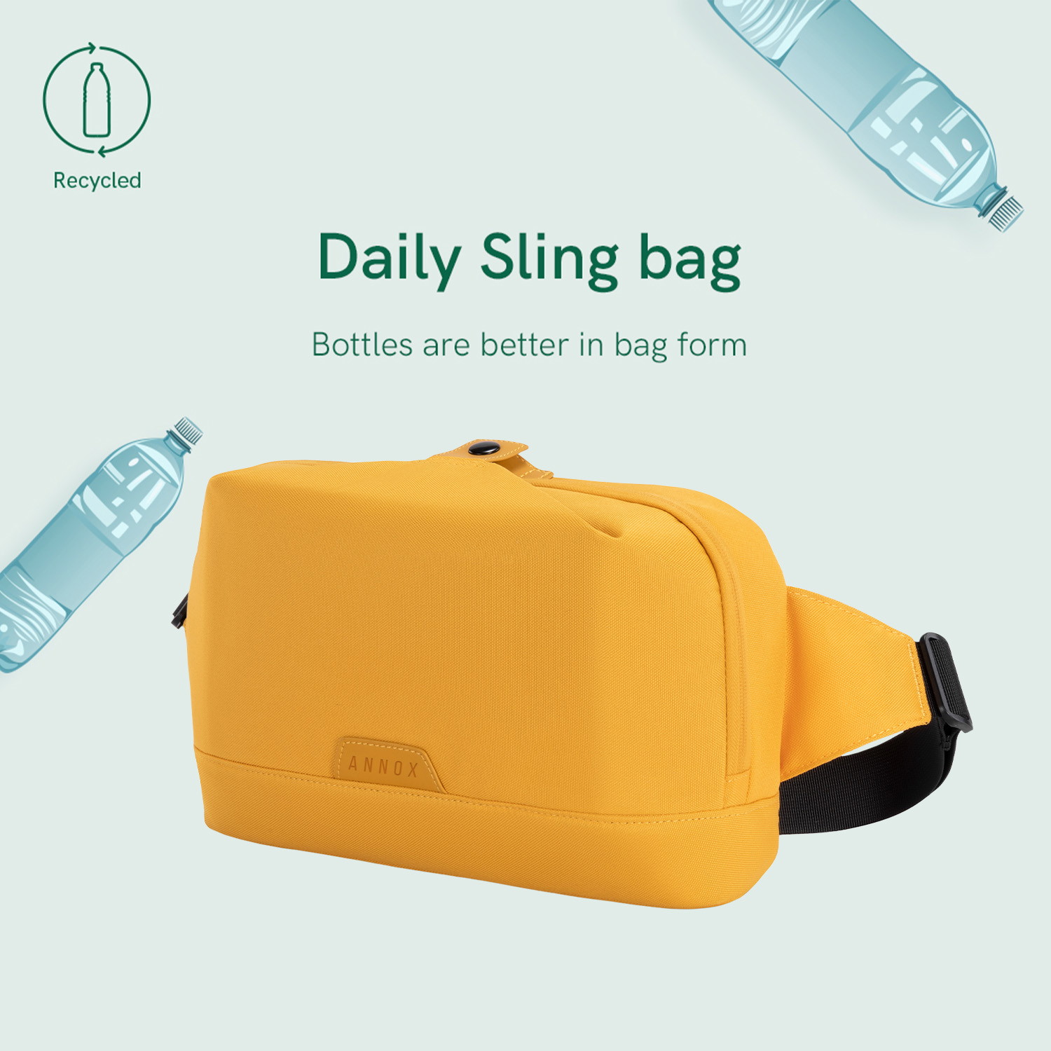 Annox Ecosmart Sling Bag – Sac résistant à l’eau en matériau recyclé pour Trottinettes, skateboard et patins à roulettes
