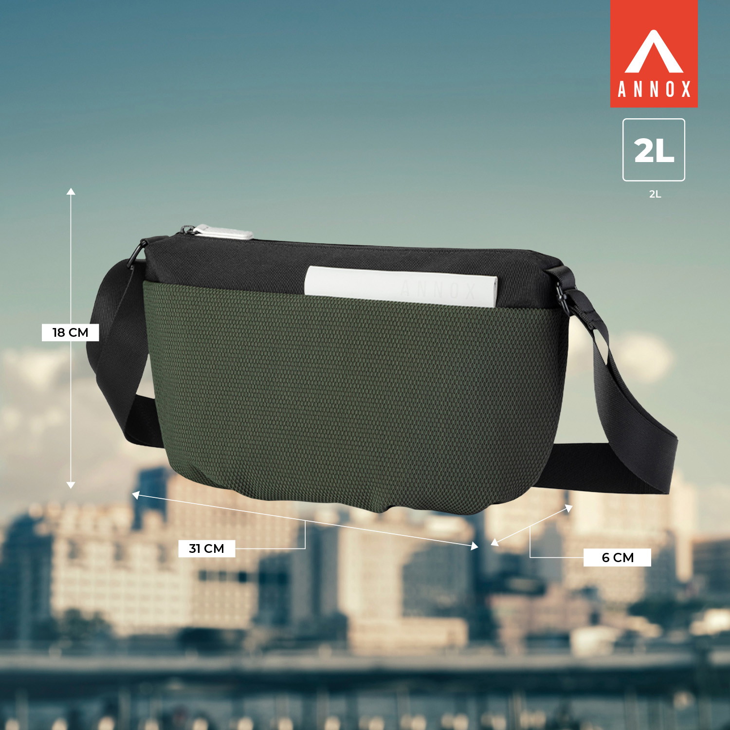 Annox On-The-Go Sling Bag – Sac déperlant pour Skate et Trottinettes