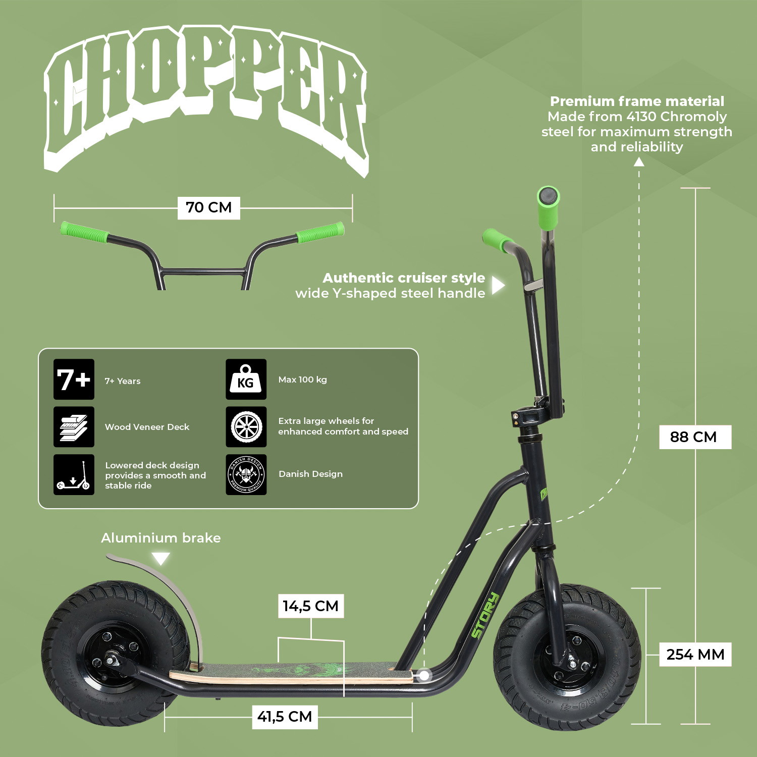 Story Urban Chopper Trottinette avec roues plates
