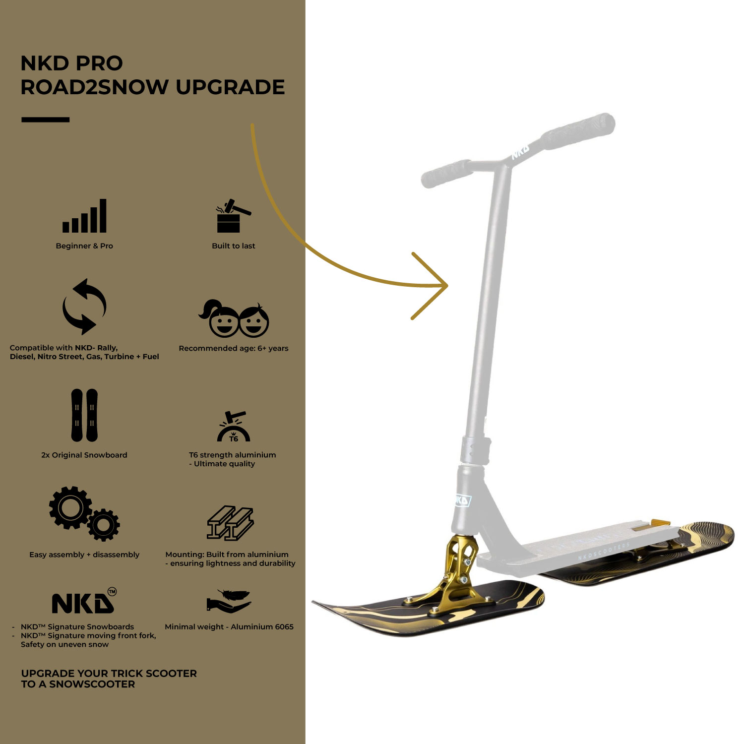 NKD Pro Road2Snow Snowboard pour Trottinette