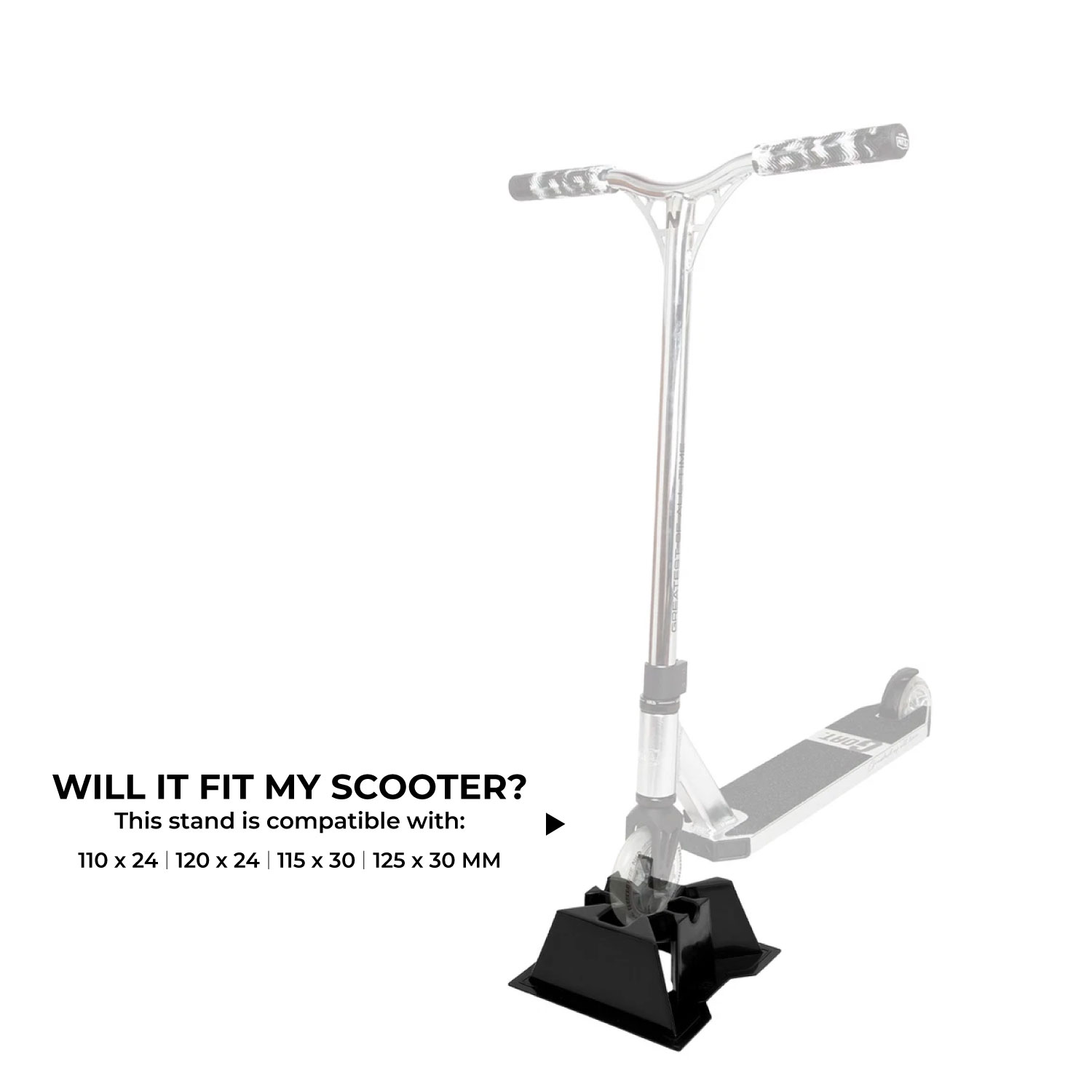 Support de trottinette NKD Pro – support stable pour roues de 110–125 mm, largeur 24/30 mm 