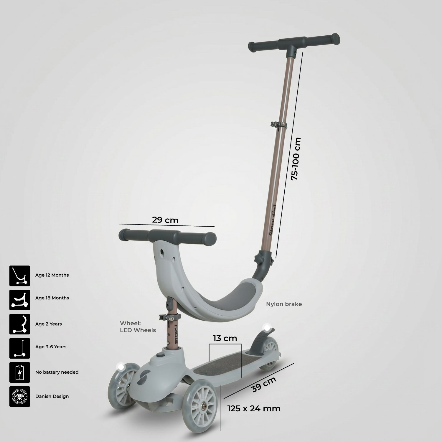 Story 4IN1 LED Trottinette Enfant à 3 Roues